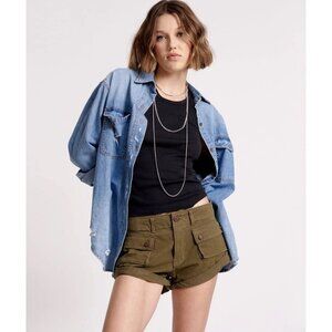 One Teaspoon Cadet Bandits Low Waist Denim Shorts - Dark Khaki 25